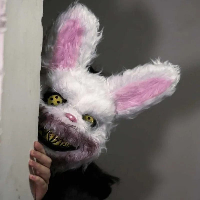 ? Halloween Party Cosplay Scary Bloody Bear Rabbit Mask Make-up Animal Plush Face Mask Props Headcover Masquerade Carnival Mask