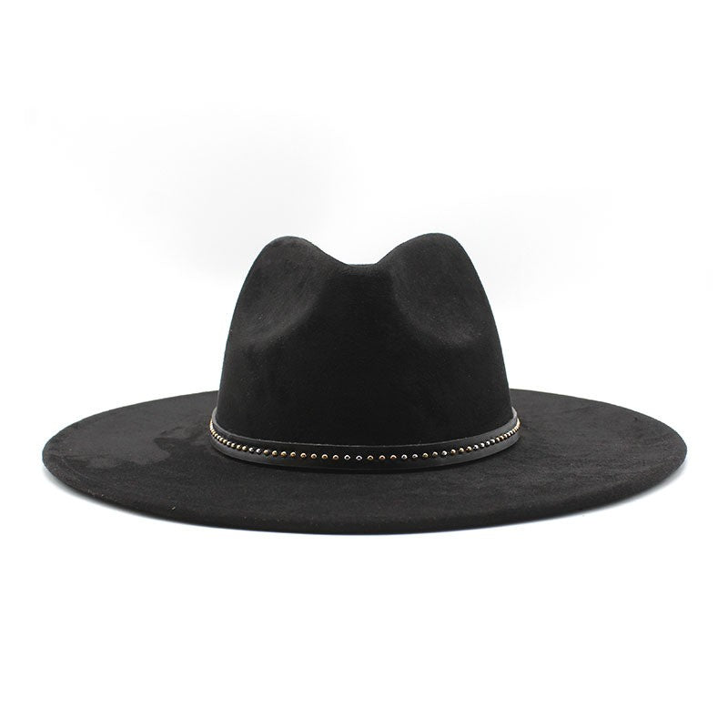 Suede Jazz Fedora Hats for Women Men 9.5cm Large Brim Woolen British French Felt Cap Ladies Elegant Fashion Knight Top Hat