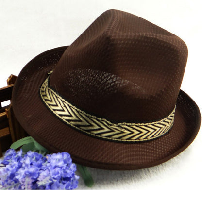 Summer short brim Fast Dry jazz hat for Children Men Women with Striped Band outdoor Beach Parent-child Cap UV protection hat