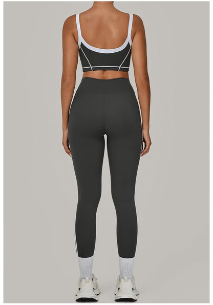 Yoga Suit Sports Fitness High Waist Peach Hip Tight Removable Padding Sports Bra Outfit Running Workout Clothes Gym Leggings Set