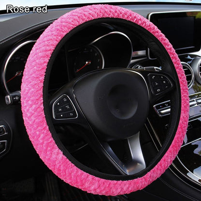 Capa de Volante de Carro de Veludo Pérola de Inverno Acessório para Carro Proteção Antiderrapante Quente Pelúcia Macia