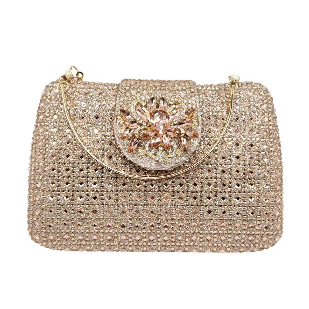 Sparkling Rhinestone Clutch Bag Lady Crystal Evening Purse Luxury Metal Handle Chain Handbag Wedding Party Dinner Diamond Bags