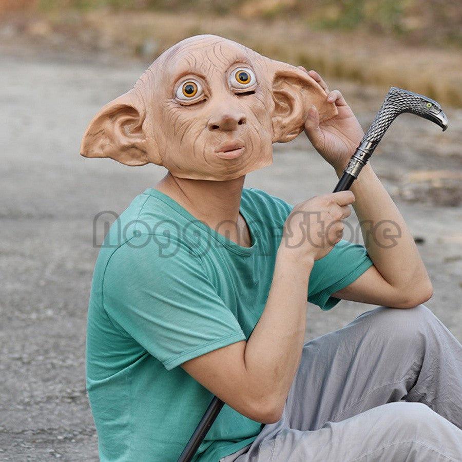 Cosplay Movie Character Big Ear Long Nose Dobby Elf Head Funny Halloween Mask Full Face Head Cover Carnival Party Costume Prop