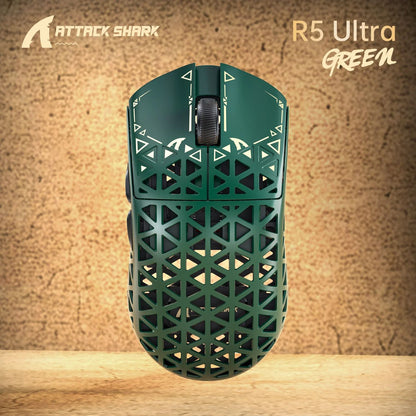 ATTACK SHARK R5 Ultra Wireless Gaming Mouse 39g Lightweight Carbon Fiber 8K Polling PAW3950MAX 42000 DPI Tri-Mode Esports Mouse