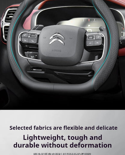 Capa de Volante de Couro para Carro Citroen C1 C2 C3 C4 C5 C6 C4L VTS Berlingo Picasso Aircross Sega Ely See C3-XR Acessórios