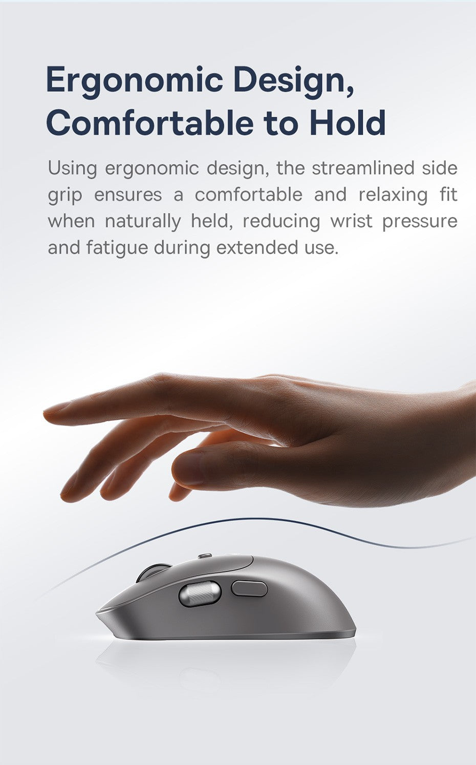 Mouse Sem Fio Baseus Editor Pro Bluetooth 5.1 Modo Duplo Bateria de Longa Duração Recarregável Ergonômico de Escritório com Display