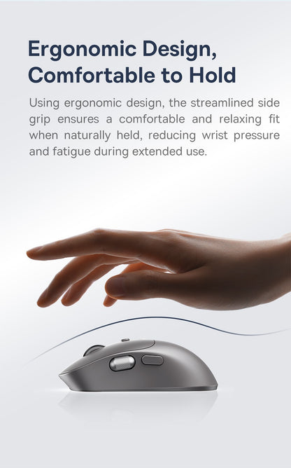 Mouse Sem Fio Baseus Editor Pro Bluetooth 5.1 Modo Duplo Bateria de Longa Duração Recarregável Ergonômico de Escritório com Display