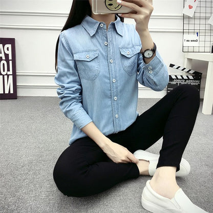 2022 Casual winter Autumn warm thick fleece denim Blouses Women Ladies Tops Women Blouses Long Sleeve Shirt clothe S-3XL
