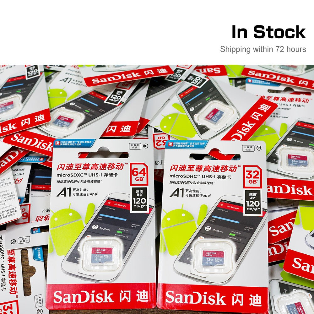 Cartão Micro tf SD Sandisk Ultra SD 128 GB 32 GB 64 GB 256 GB, Cartão de Memória Flash SD/TF 32 64 128 GB miniSD para Celular