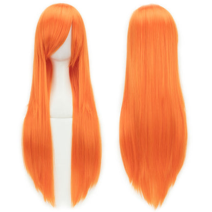 Soowee 80cm Cabelo Sintético Comprido Branco Roxo Perucas Cosplay Festa Preto Cabelo Liso Peruca Postiça para Mulheres