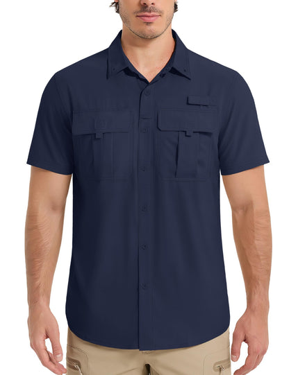 TACVASEN UPF 50+ Sun Protection Shirts Men's Quick Dry Outdoor Fishing Hiking Shirt Mesh Breathable UV Work Cargo Shirts Men