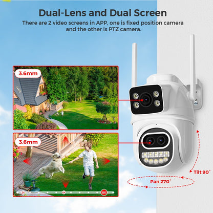 BESDER 6K 12MP Wifi Camera PTZ Dual Screen 8X Digital Zoom AI Auto Tracking Outdoor 8MP CCTV IP Camera Security Protection iCSee
