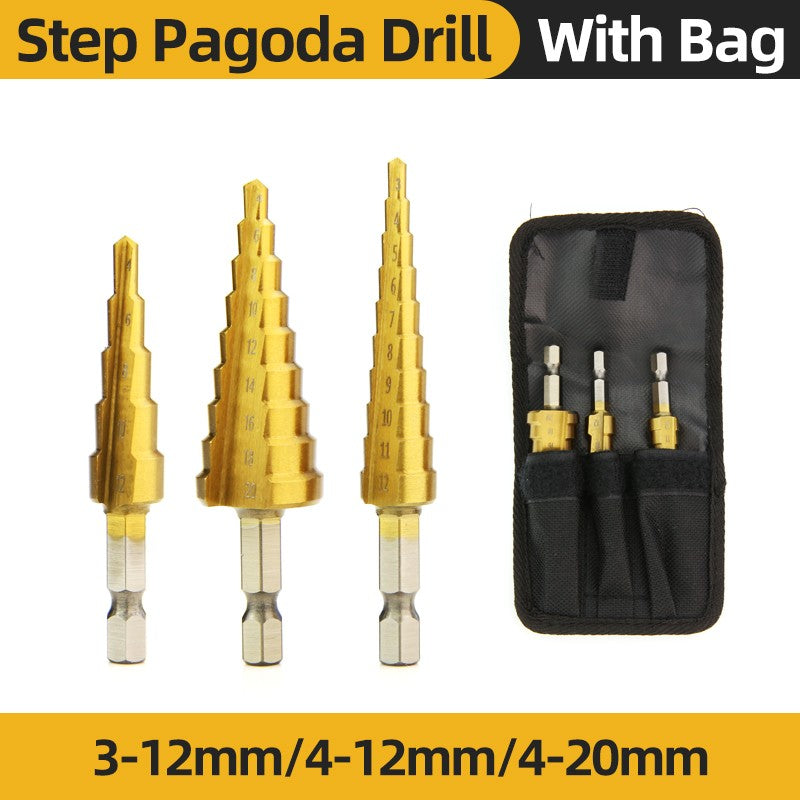 HSS Titanium Step Drill Bit High Speed Stepped Drill Set Saw Drill Tools Conical Stage Drill For Metal Wood 4-12 4-20 4-32mm