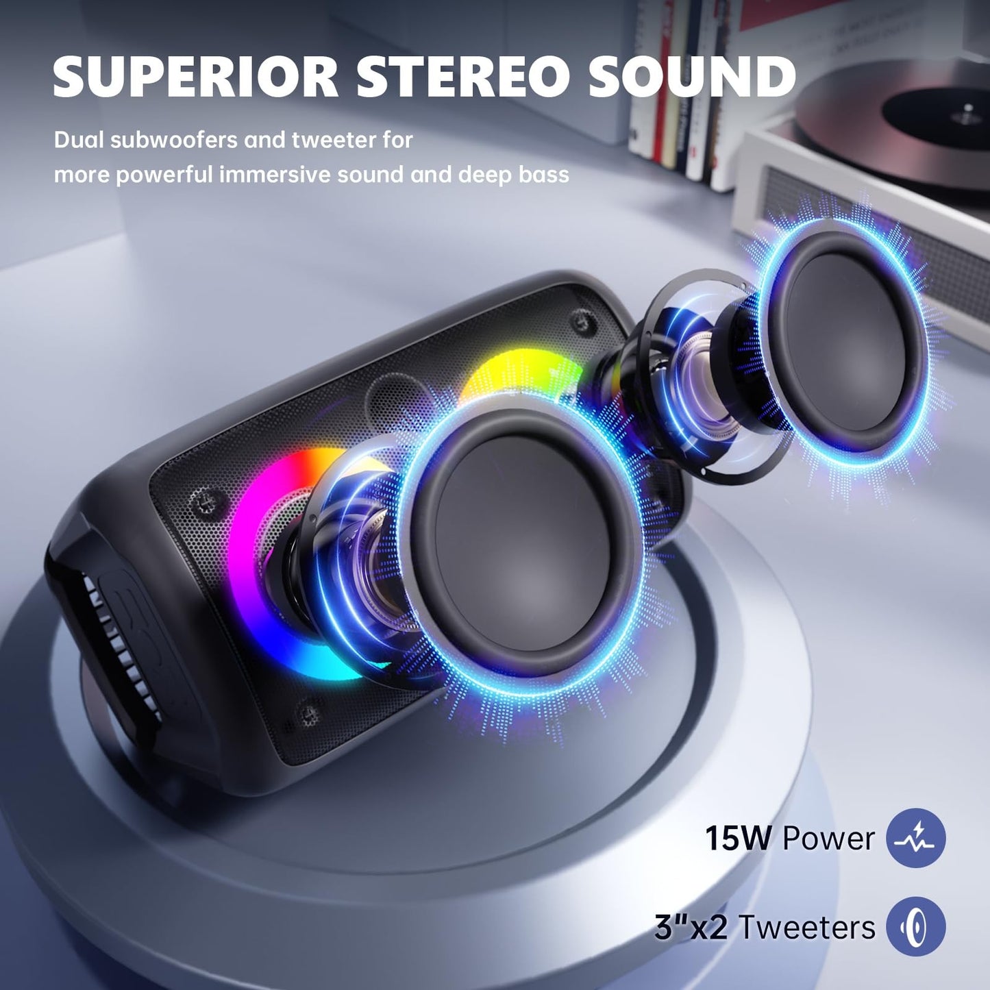 A caixa de som sem fio HY-3317 vem com subwoofer, microfone grátis e som surround com qualidade de cinema