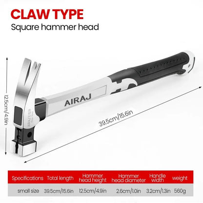 Martelo de Chifre de Carneiro Multifuncional AIRAJ, Martelo de Decoração de Grau Industrial para Doméstico, Envolto em Cola Antiderrapante, Ferramenta de Hardware
