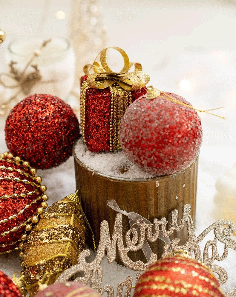 Christmas Ball Painted Ball Golden Silvery Champagne Glitter Stars Christmas Tree Hanging Window Decoration Small Gifts Toys