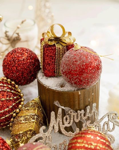 Christmas Ball Painted Ball Golden Silvery Champagne Glitter Stars Christmas Tree Hanging Window Decoration Small Gifts Toys