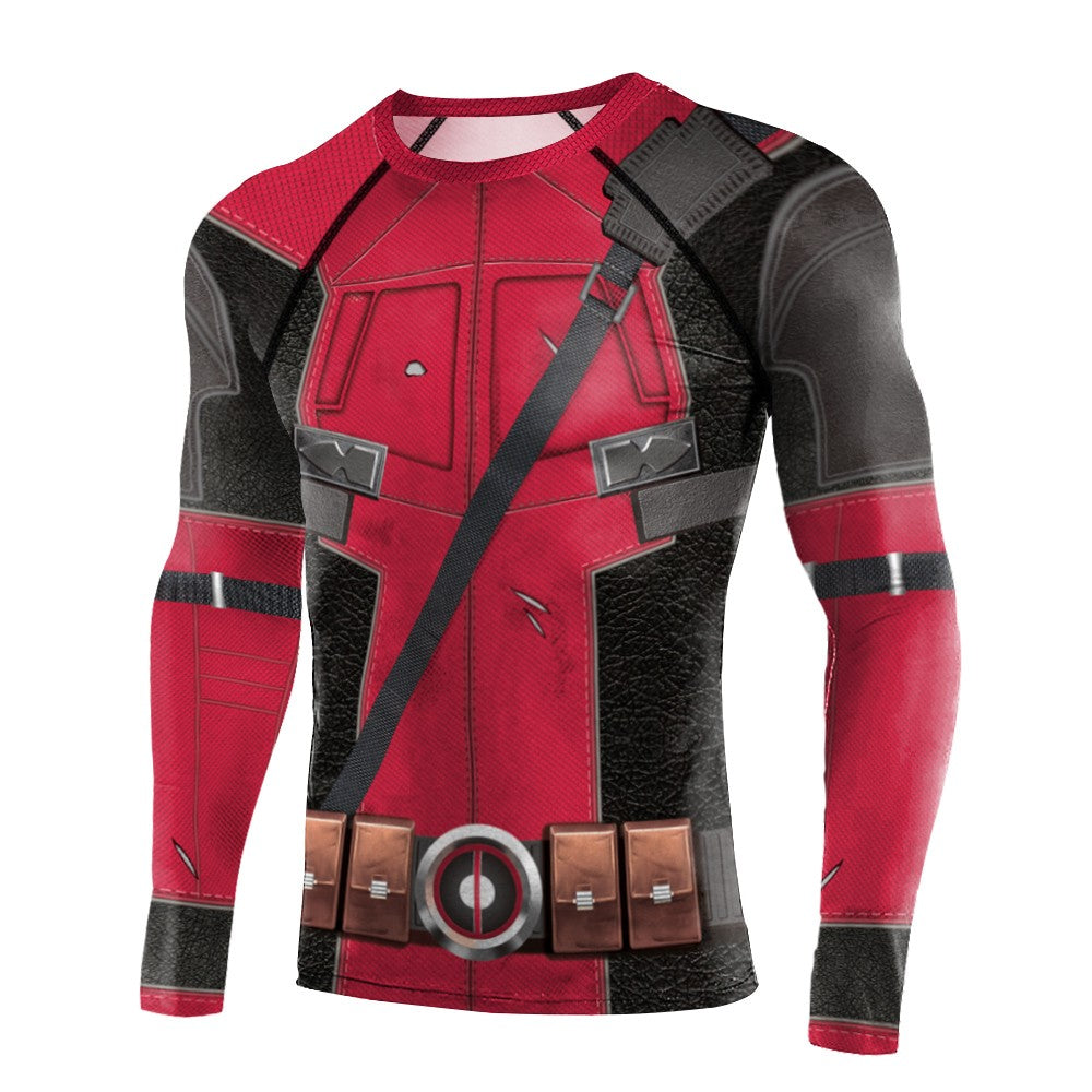 Halloween T-Shirt Red Shirt Men Tanks Halloween Cosplay Costume Hero Long Sleeved Tees Tanks Men Top Carnival Party Outfit