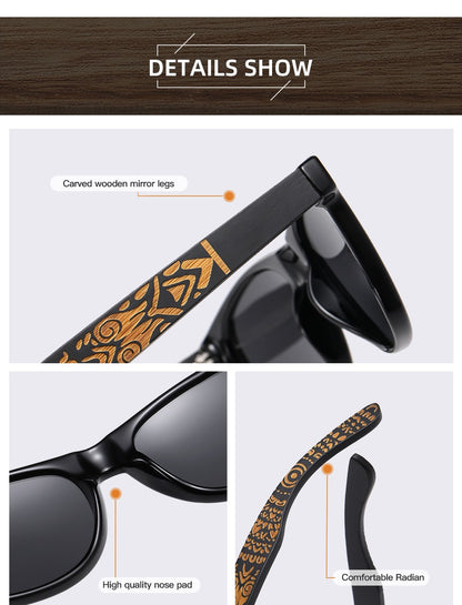 Óculos de Sol Masculinos e Femininos Polarizados de Bambu Madeira GM S5097 Oval