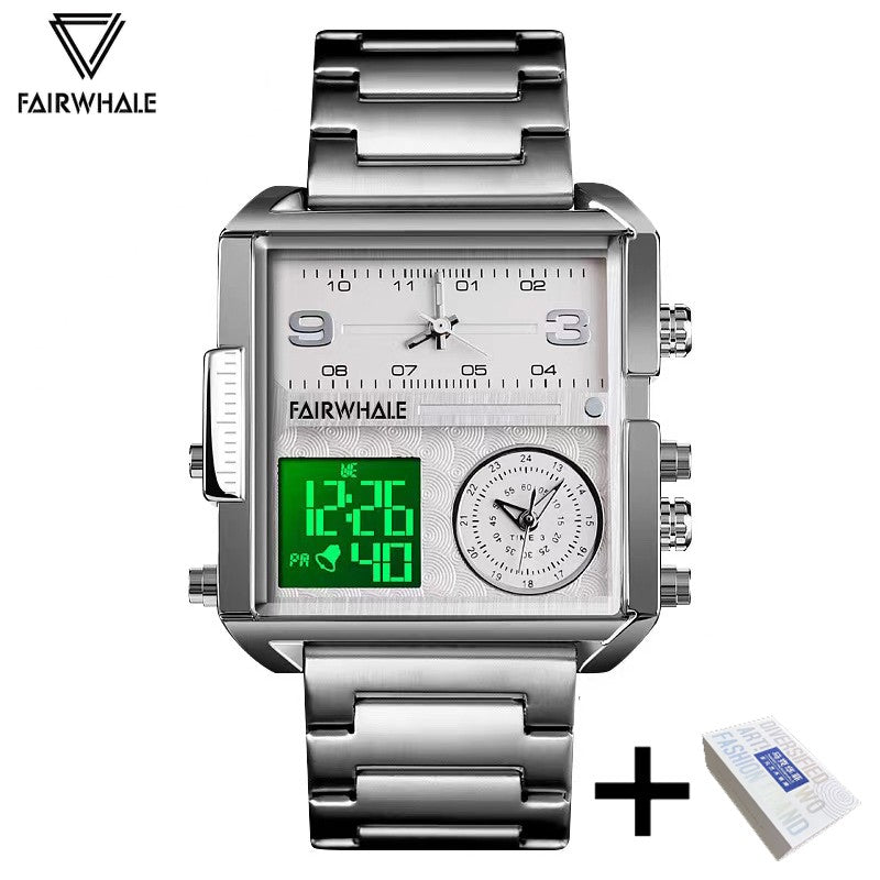 Mark Fairwhale Luxury Quartz Watches Men Fashion Brown Leather Strap Clock Military Waterproof Square Electronic WristWatch 2023