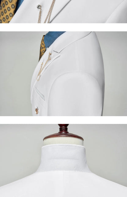 2025 Suit (Blazer+ Trousers) Men's Fashionable Gentleman Business Double-breasted British-style Banquet Host Casual Wedding Suit