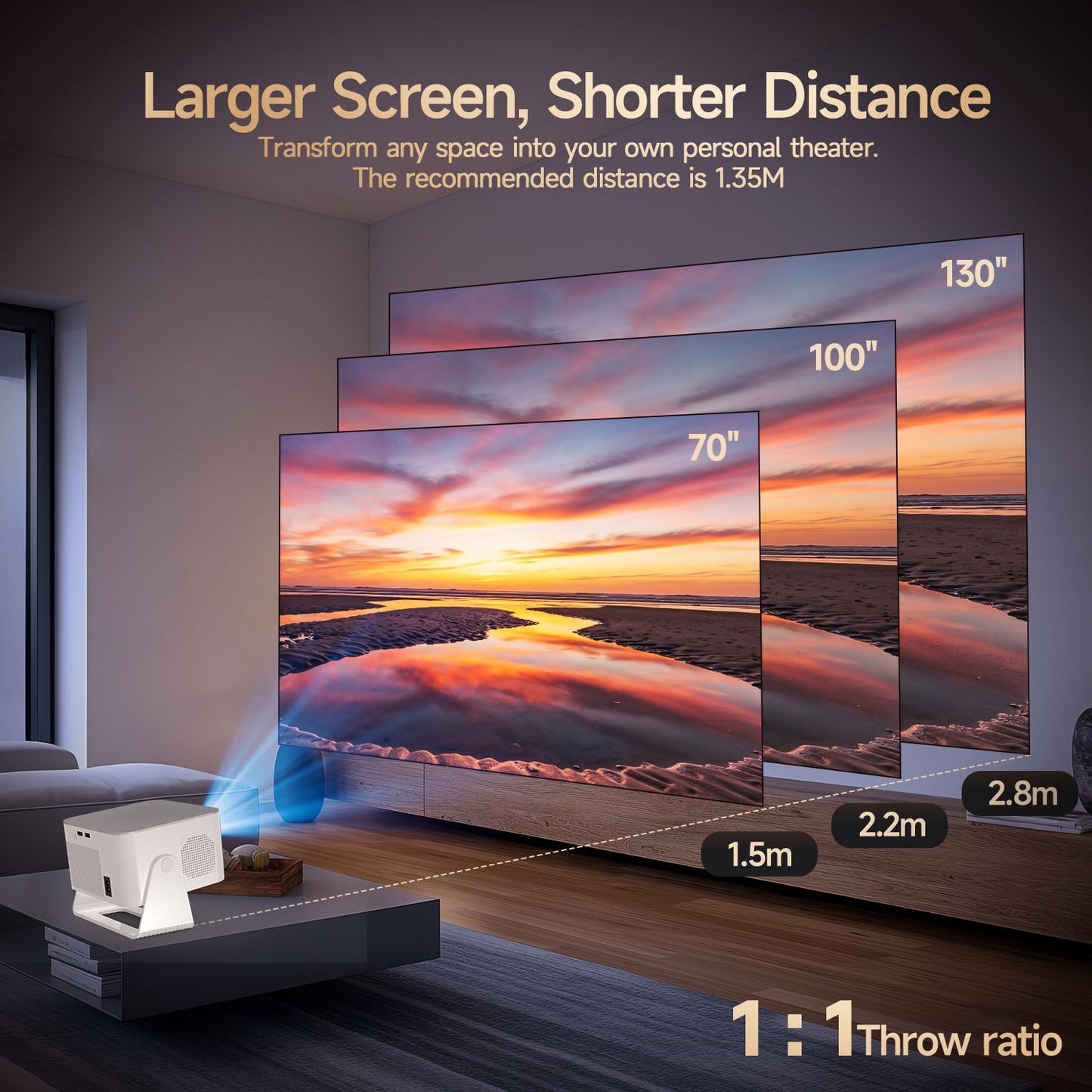 Projetor Magcubic Android 14 900 ANSI Foco Automático Nativo 1080P Suporte 8K Com Wifi6 BT5.4 Portátil para Filmes ao Ar Livre HY350Max