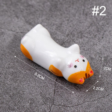 Conjunto de Descanso de Hashi de Cerâmica Gato Fofo Suporte de Hashi de Sushi de Comida Suporte de Garfo de Colher de Cerâmica Artesanato Suporte de Travesseiro