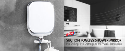 TAILI Shower Fogless Makeup Mirror With Holder Suction Cup Shower Shave Round Acrylic Mirrors Bathroom Mirrors Washroom