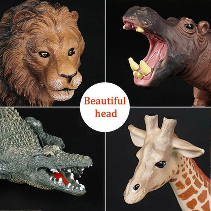 Simulation Wild Animal Elephant Lion Graffe Brown Bear Action Figures Wildlife Sika Deer Hippo Zebra Crocodile Figurines Kid Toy