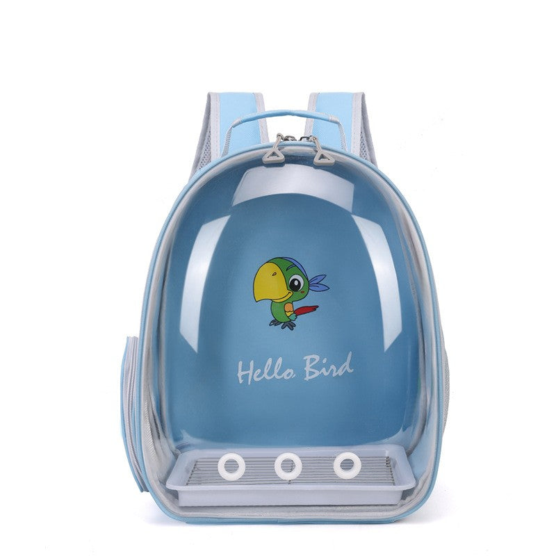 Mochila para Transporte de Pássaros com Poleiro de Corda e Bandeja para Papagaio Periquito Arara Calopsita Gaiola Acrílica para Animais de Estimação Bolsa para Pássaros