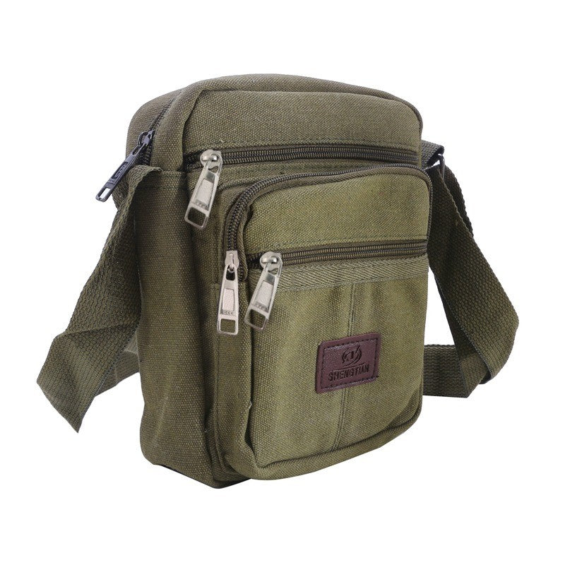 Multifunctional Men's Shoulder Bag Flap Solid Color Casual Messenger Canvas Travel Male Crossbody Bags