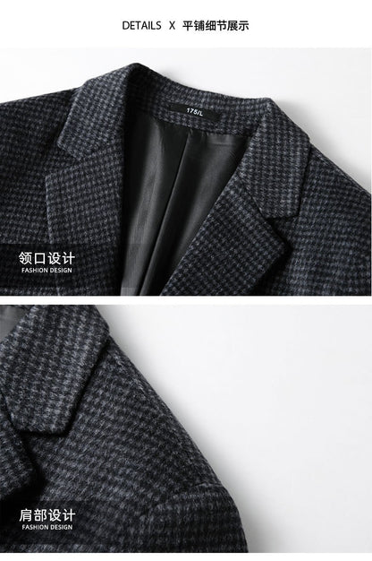 Autumn Winter New Fashion Men's Simple  Casual Business Trendy Loose Cotton Suit Blazers Male Houndstooth Coats Tops Clothes