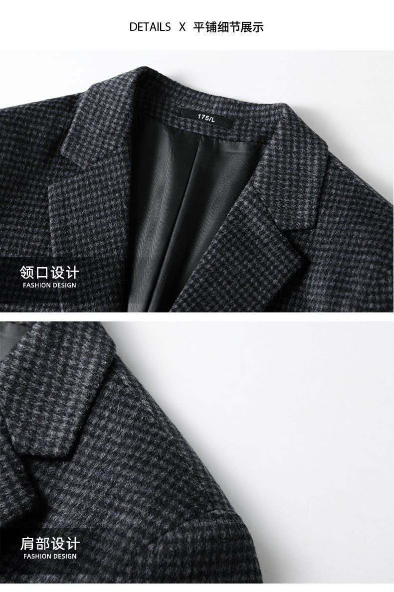 Autumn Winter New Fashion Men's Simple  Casual Business Trendy Loose Cotton Suit Blazers Male Houndstooth Coats Tops Clothes