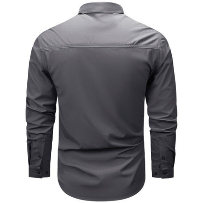 Spring Autumn Men Long Sleeved Shirt Men Tactical Work Shirts Tops Outdoor Multi-pocket Quick Drying Hiking Fishing Cargo Shirts