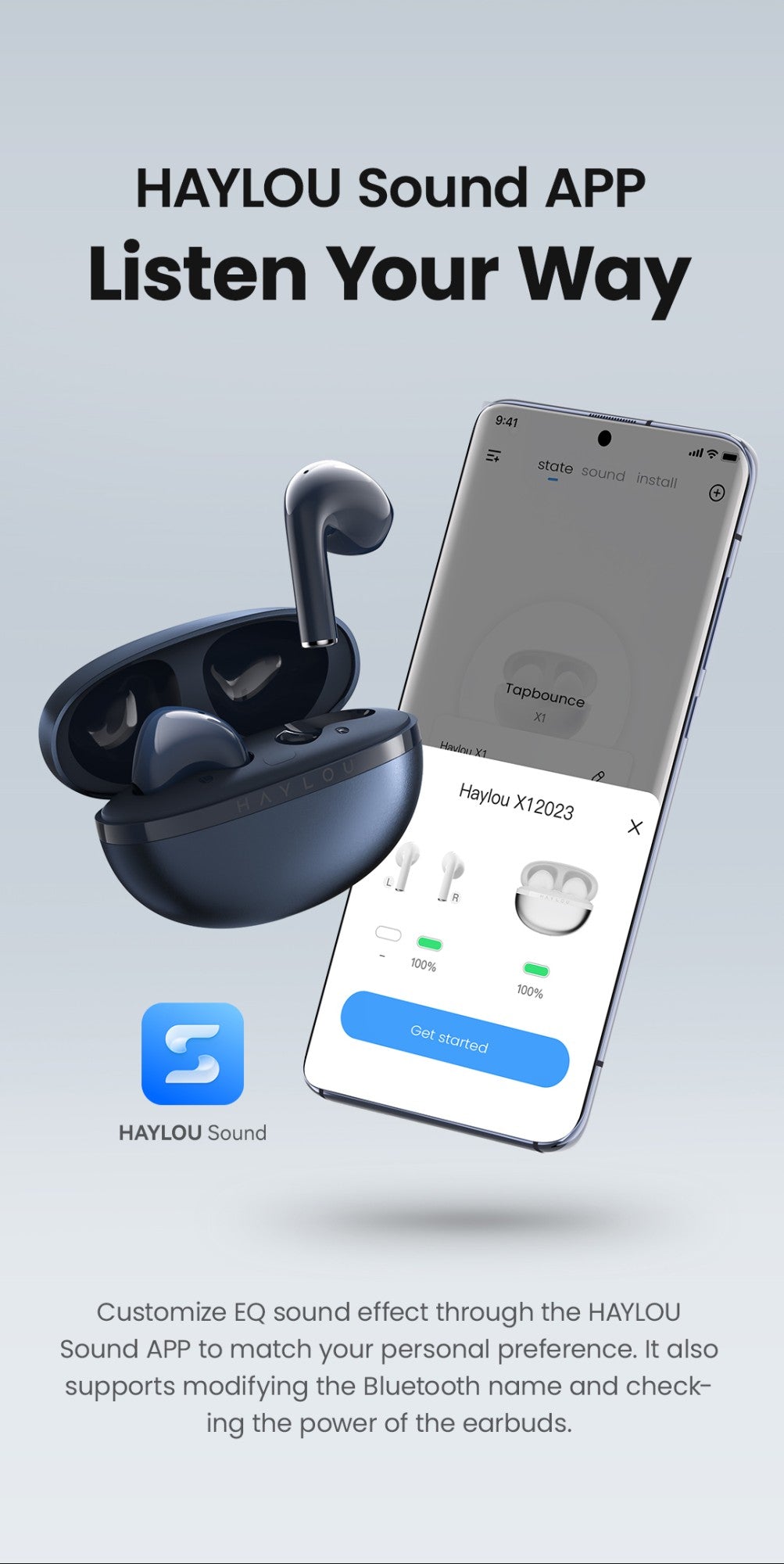 Fones de ouvido HAYLOU X1 2023 True Wireless, estojo metálico, Bluetooth 5.4, bateria de 24 horas, fones de ouvido semi-intra-auriculares