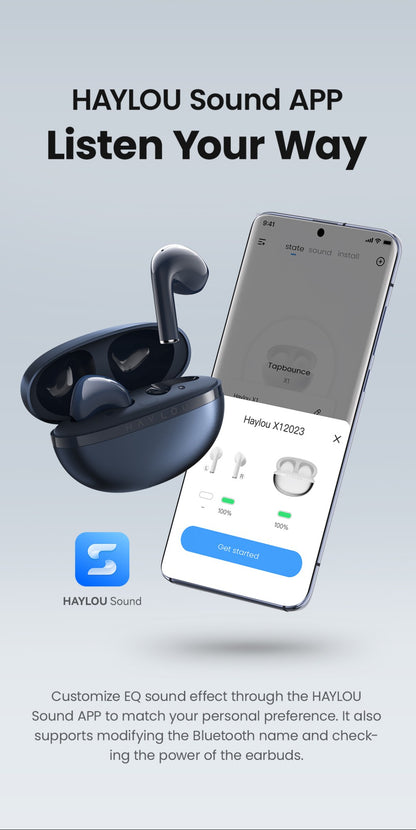 Fones de ouvido HAYLOU X1 2023 True Wireless, estojo metálico, Bluetooth 5.4, bateria de 24 horas, fones de ouvido semi-intra-auriculares