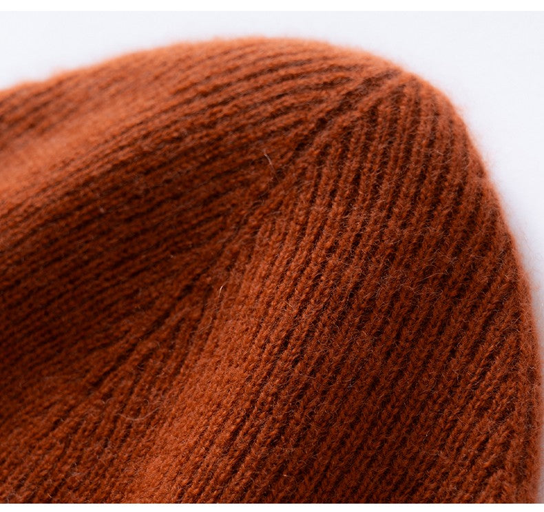 Autumn Winter New 100% Cashmere Hat Women's One-Line Hat Knitted Hat Wool Hat Ear Protection High-Quality Couple Hat