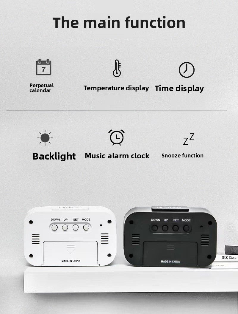 Alarm Clock Digital Clock LED Electronic With Backlight Snooze Calendar For Home Office Desktop Table Screen Display Watch
