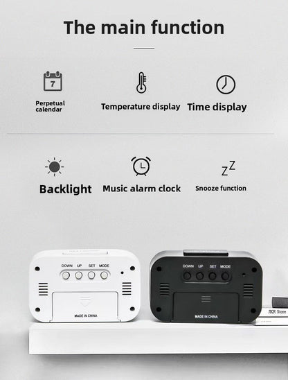 Alarm Clock Digital Clock LED Electronic With Backlight Snooze Calendar For Home Office Desktop Table Screen Display Watch