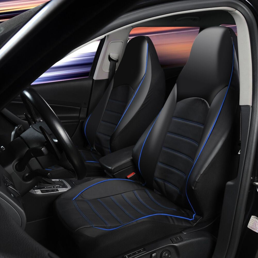 2pcs Universal PU Leather Car Full Seat Cover High Rear Bucket Seat Cover Suitable For Most Car Truck SUV Seat Accessories