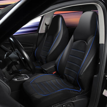 2pcs Universal PU Leather Car Full Seat Cover High Rear Bucket Seat Cover Suitable For Most Car Truck SUV Seat Accessories