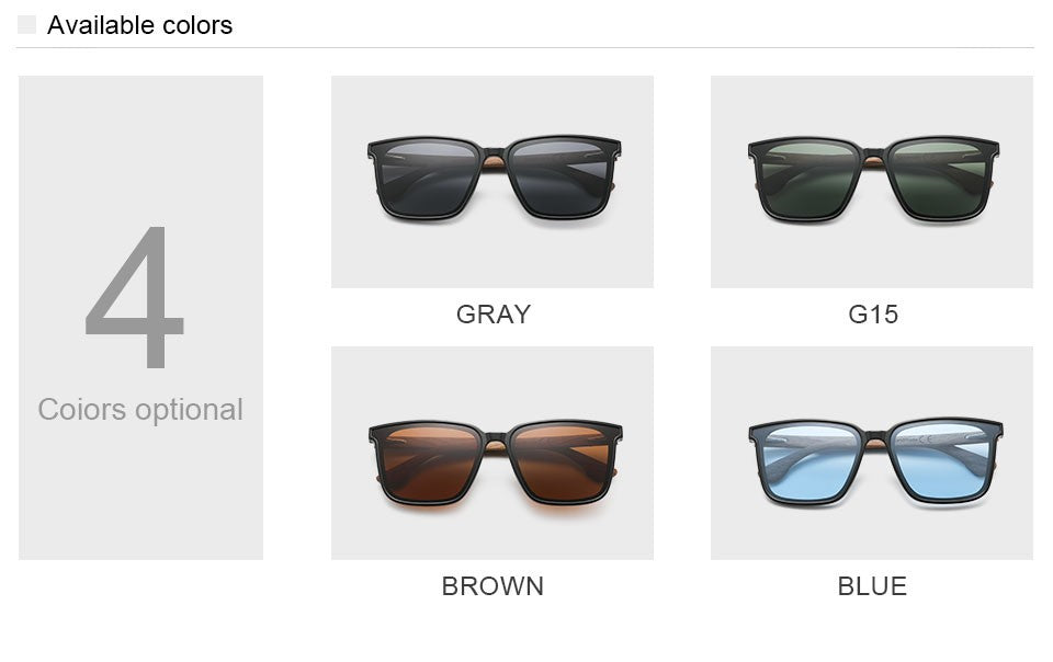 Oi Wood Óculos de Sol Quadrados para Homens e Mulheres Óculos de Madeira Lentes Azuis Polarizadas Óculos Masculinos Óculos de Luxo