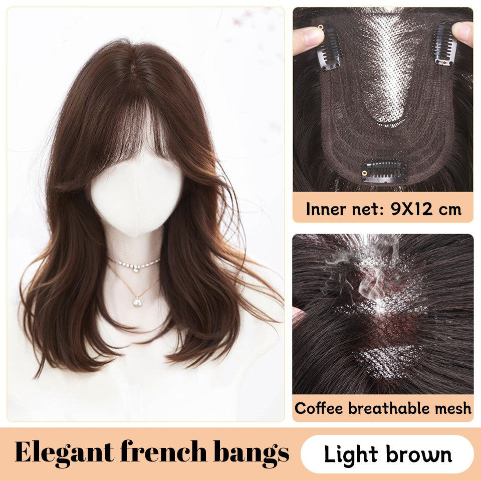 Yelowtim Aplique de Cabelo Sintético com Franja para Mulheres Aumenta o Volume de Cabelo no Topo da Cabeça
