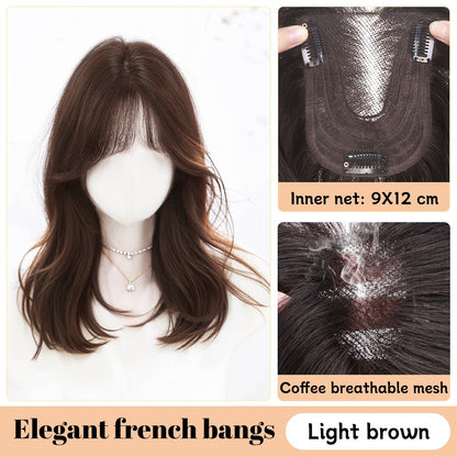 Yelowtim Aplique de Cabelo Sintético com Franja para Mulheres Aumenta o Volume de Cabelo no Topo da Cabeça