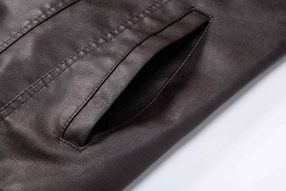 Men's Leather Jacket 2025 New Spring Autumn Winter Korean Style Slim Fit Trendy Fleece Lined Thickened Motorcycle Jacket Men's