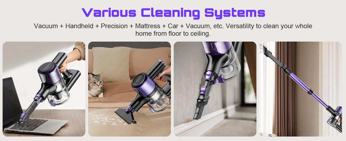 Cordless Vacuum Cleaner, 40Kpa/500W/45min 10 in 1 Powerful Stick Lightweight Vacuum Cleaner for Home Pet Hair/Hard Floor/Carpet