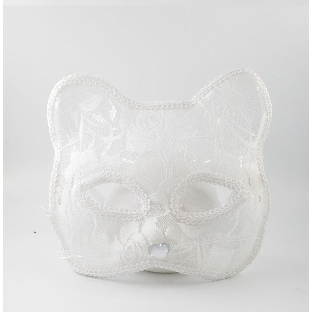 Lace Cat Face Mask Women Halloween Cosplay Costume Accessory Masquerade Party Prop
