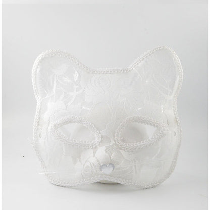 Lace Cat Face Mask Women Halloween Cosplay Costume Accessory Masquerade Party Prop
