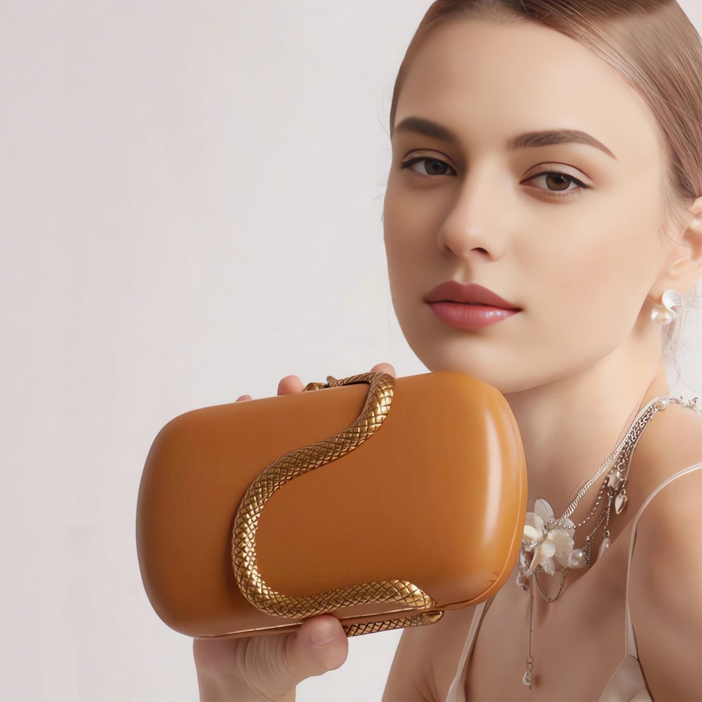 Metal Snake Matching Clutch Bag For Women Highclass Smooth Designer Evening Bags Purses Clutch Party Chain Shoulder Handbags