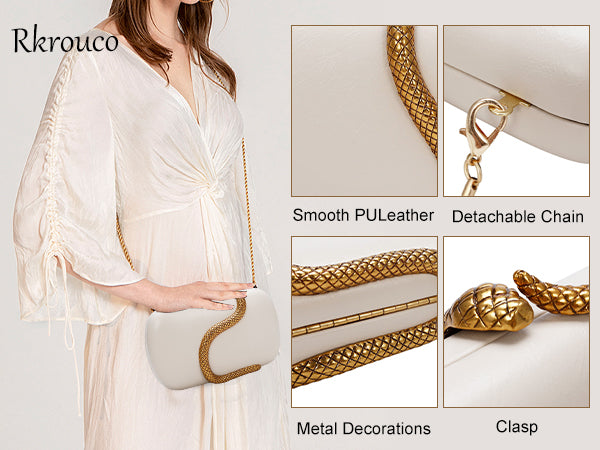 Metal Snake Matching Clutch Bag For Women Highclass Smooth Designer Evening Bags Purses Clutch Party Chain Shoulder Handbags